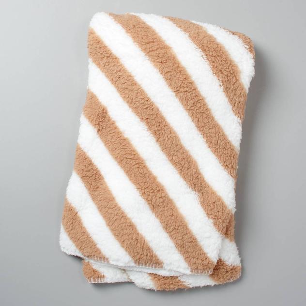 Little Celebrity™ Diagonal Stripe Sherpa Baby Blanket - Brown