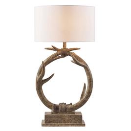 HomeRoots 27in. Brown Rustic Faux Antlers Table Lamp
