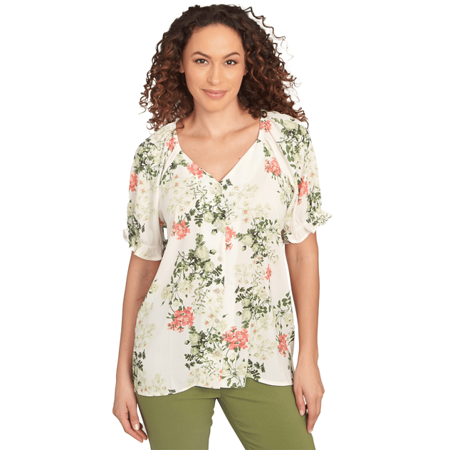 Womens Emaline New Orleans Floral Sweetheart Neckline Blouse