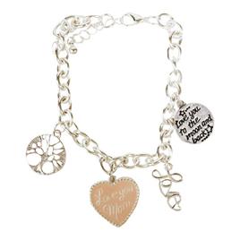 Beautiful Blessings Silver-Tone Love You Mom Charm Bracelet