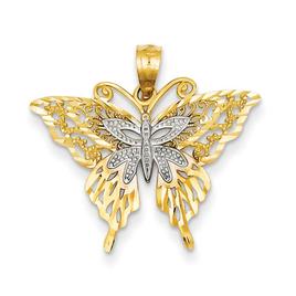 Gold Classics(tm) 14kt. Rhodium Fancy Butterfly Pendant