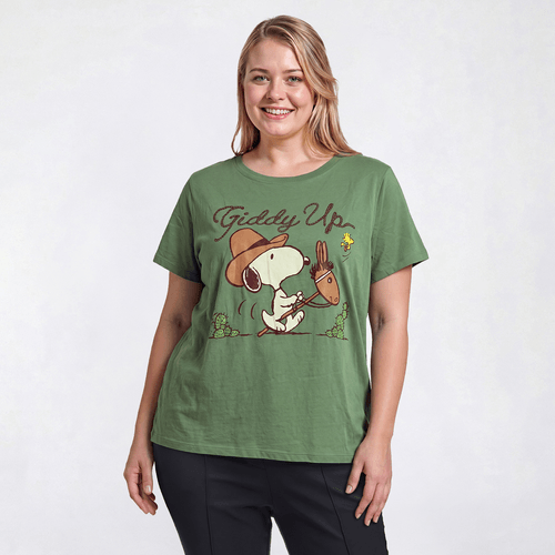 Juniors Plus Freeze Snoopy Western Tee