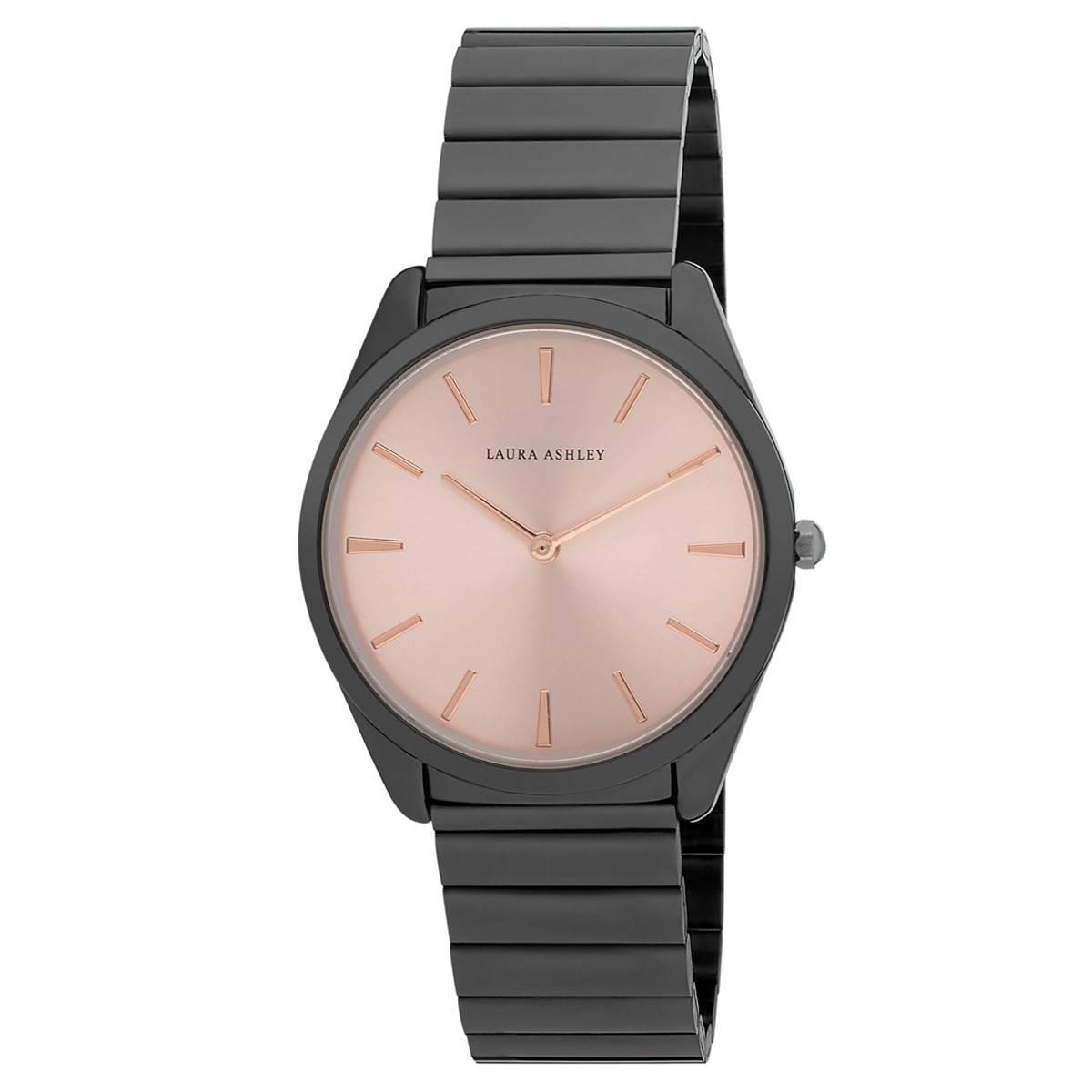 Womens Laura Ashley(R) Pink Dial Gilded Bracelet Watch - LA2069GN