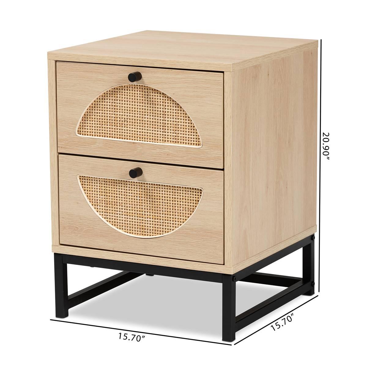 Baxton Studio Ardon Bohemian Light Brown Wood 1-Drawer Nightstand