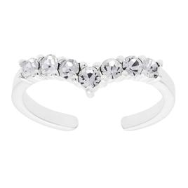 Barefootsies Sterling Silver Crystal Chevron Adjustable Toe Ring
