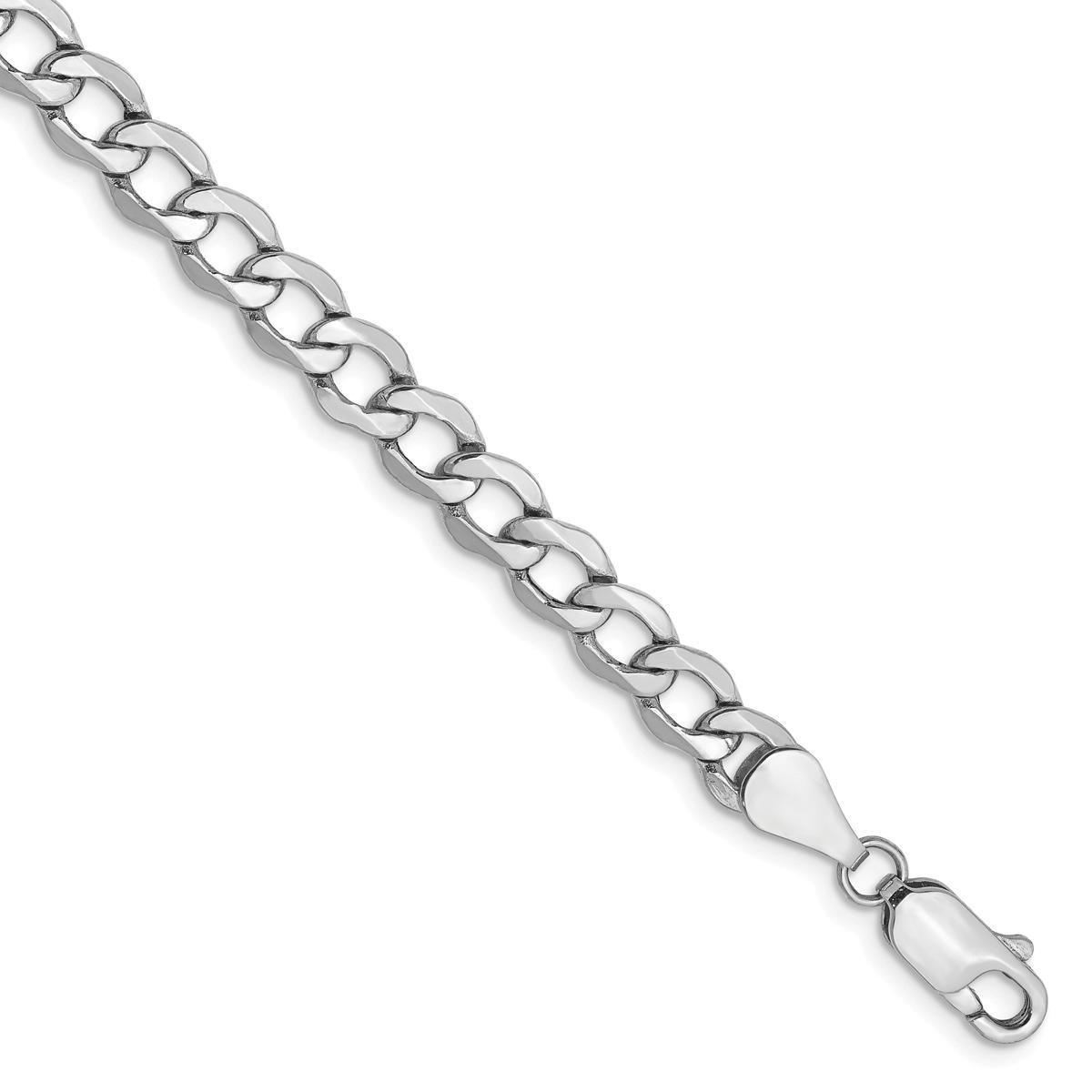Mens Gold Classics(tm) 5.25mm. White Gold Semi Solid Curb Bracelet