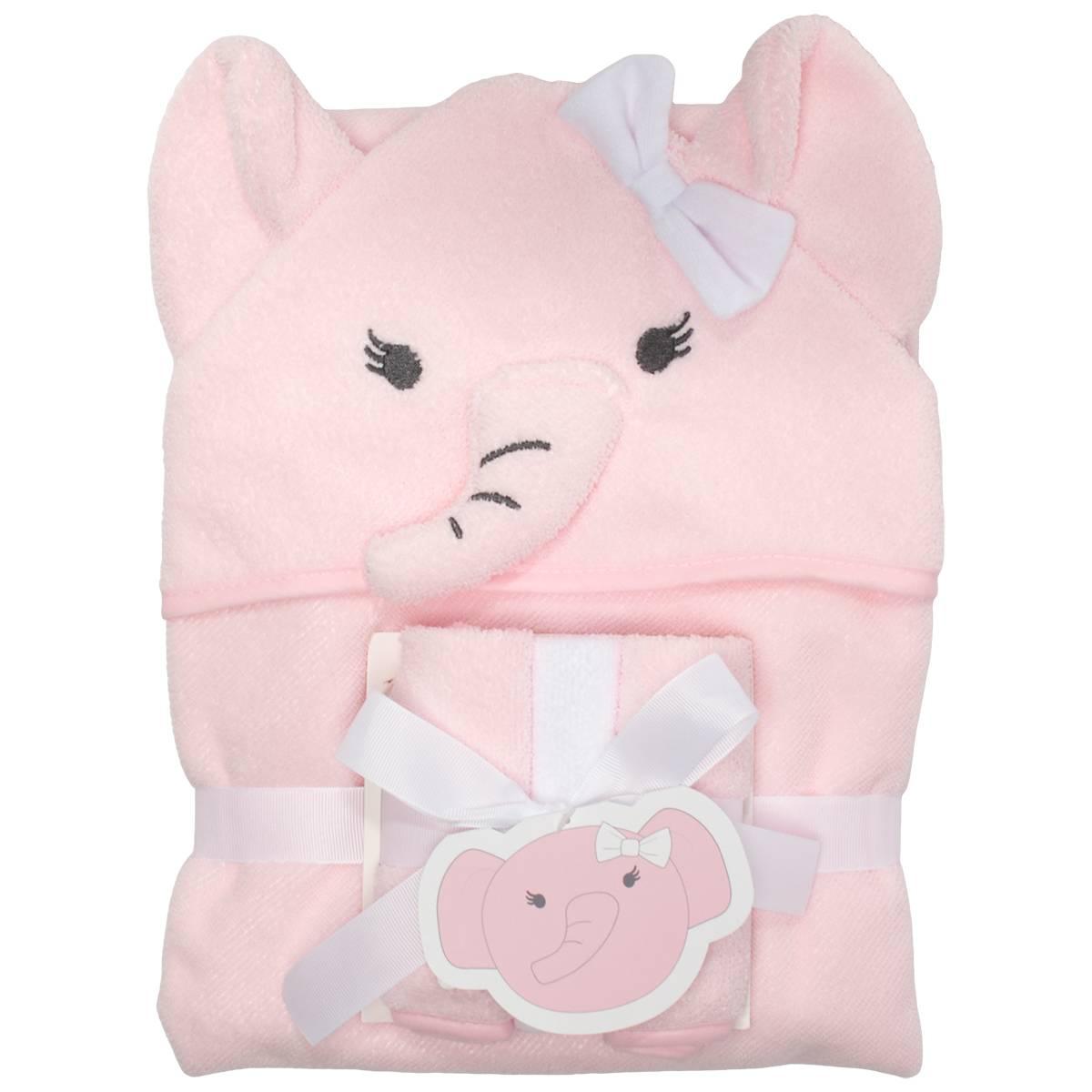 Snugglemates 3D Elephant Hoodtowel W/ 3 Washcloths