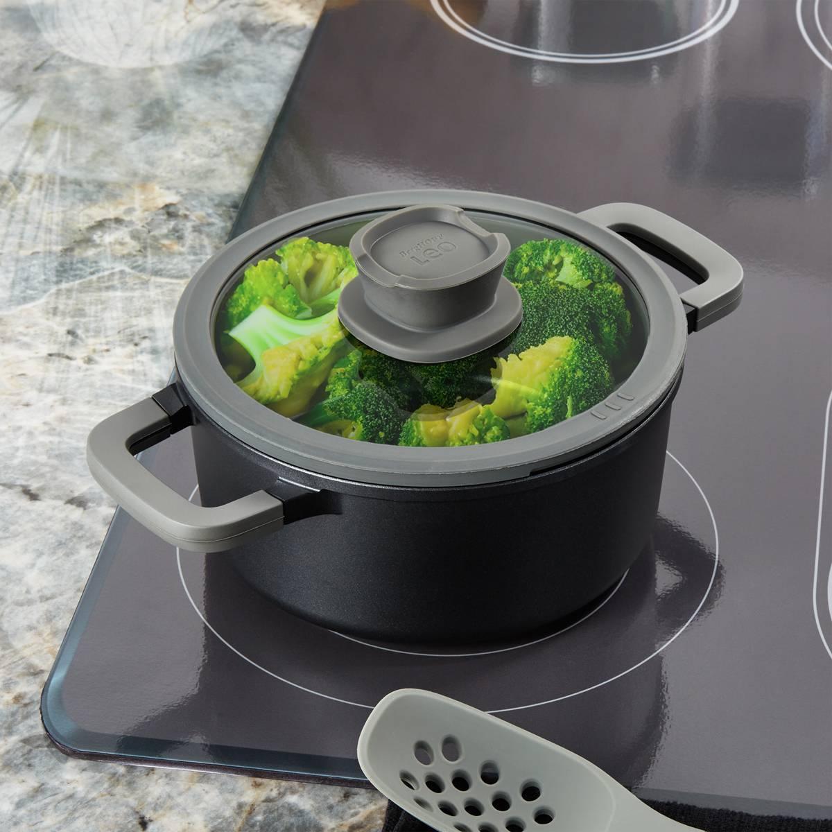 BergHOFF Leo Stone+ Non-stick Ceramic 3qt. Stockpot w/ Glass Lid