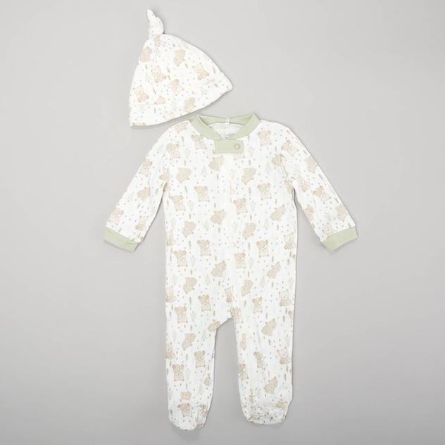 Baby Unisex (NB-9M) Kyle & Deena® 2pc. Bear Footie & Hat