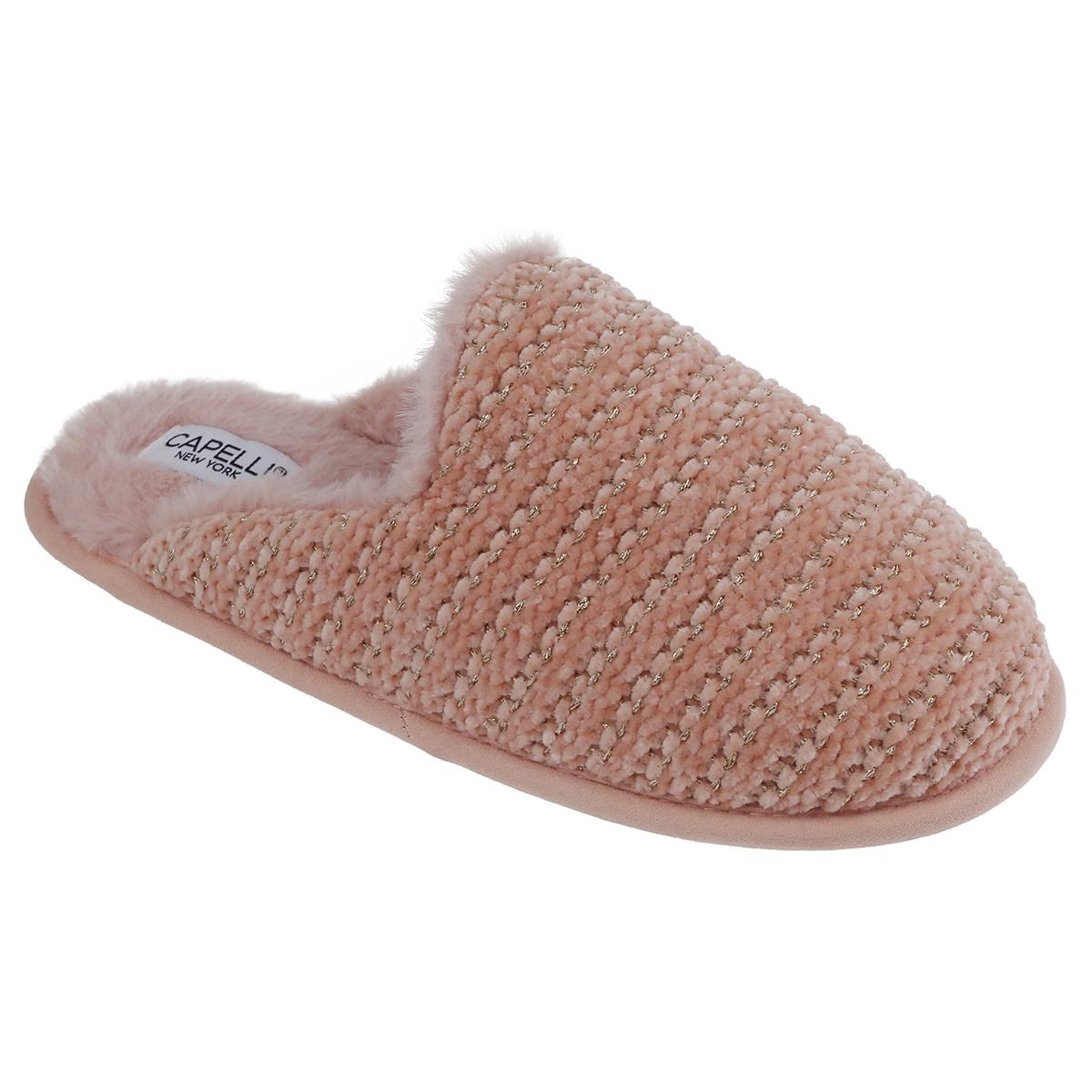Womens Capelli New York Chenille Scuff Slippers with Lurex