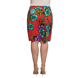 Plus Size 24/7 Comfort Apparel Slim Floral Pencil Skirt