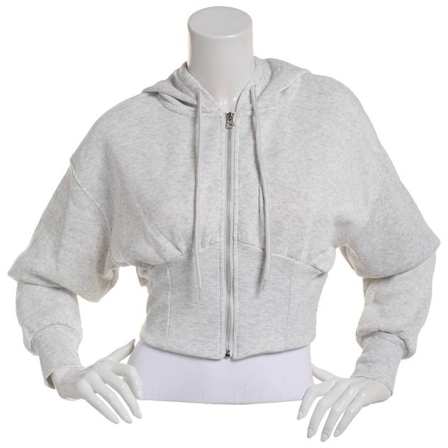 Juniors Derek Heart Fleece Lined Corset Hem Zip Hoodie