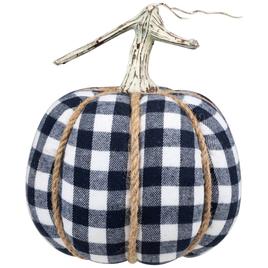 Northlight Plaid Fall Harvest Pumpkin with Weathered Stem