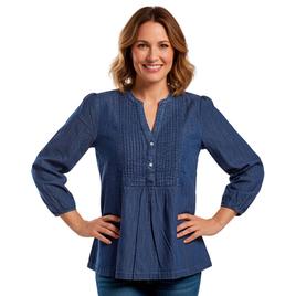 Womens Nautica Pintuck Popover Chambray Woven Blouse