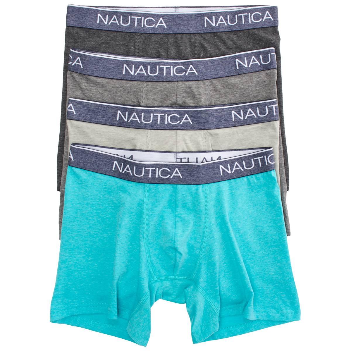 Mens Nautica 4pk. Heathered Boxer Briefs - Green/Grey