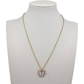 Ashley Gold-Tone Mother of Pearl & Crystal Butterflies Pendant