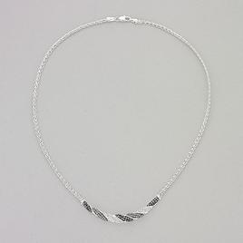Silver Plated Brass Shades of Black Crystal Necklace