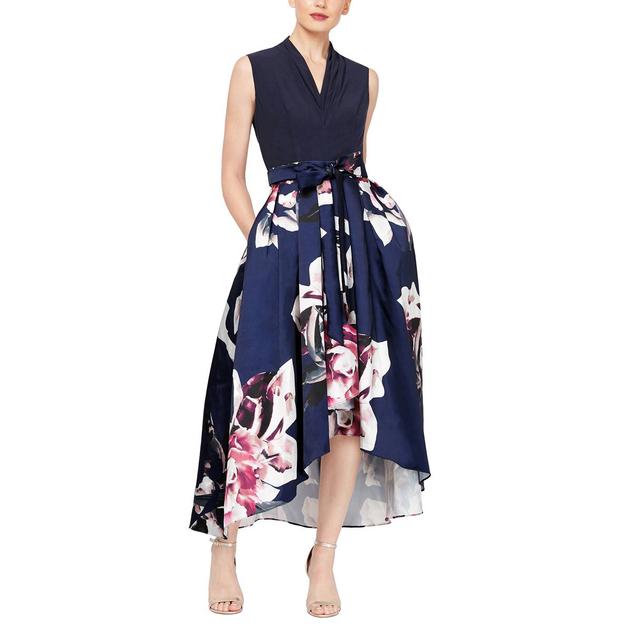 Petite SLNY Elegant Floral High Low Party Dress