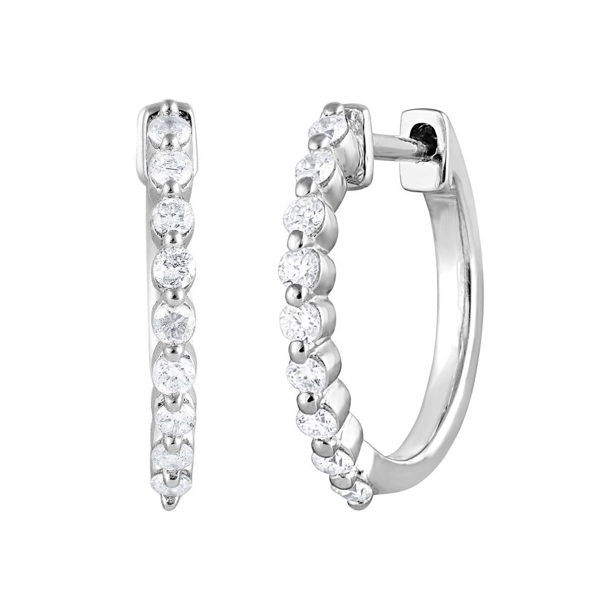 Nova Star® Sterling Silver Lab Grown Diamond Hoop Earrings