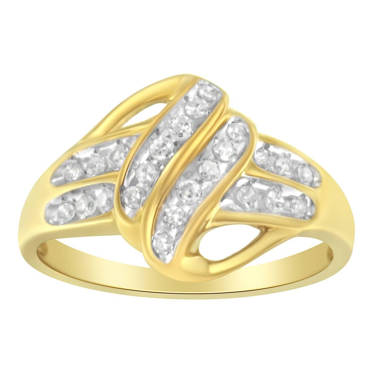 Loveblooms(tm) Yellow Gold 1/4ctw. Diamond Bypass Ring