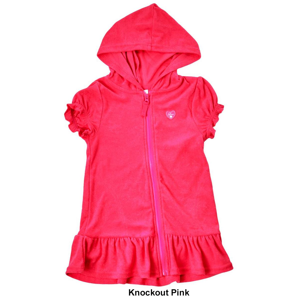 Girls (4-6x) Pink Platinum® Hooded Terry Zip Swim Cover-Up