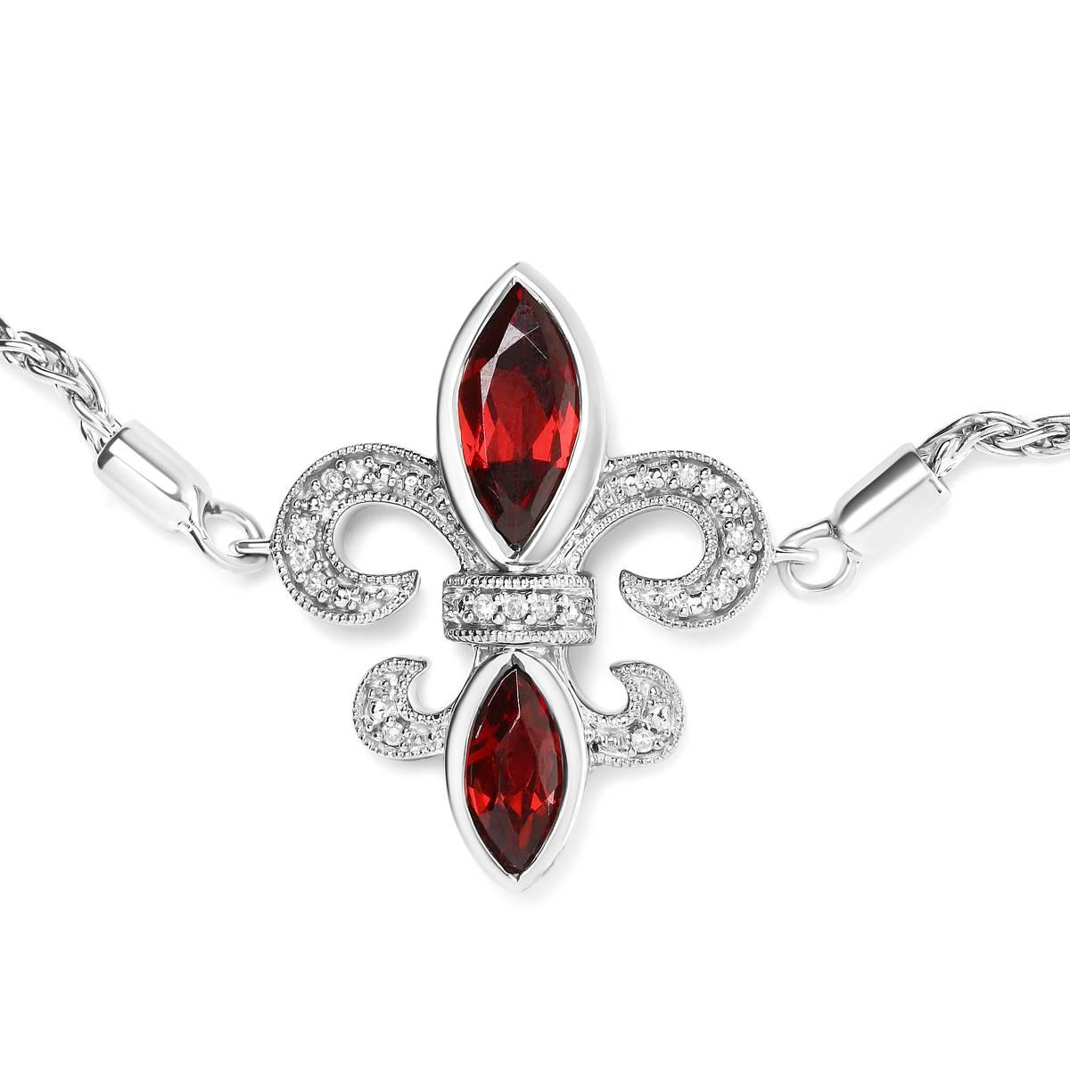 Haus of Brilliance Red Garnet & Diamond Accent Bolo Bracelet
