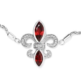 Haus of Brilliance Red Garnet & Diamond Accent Bolo Bracelet