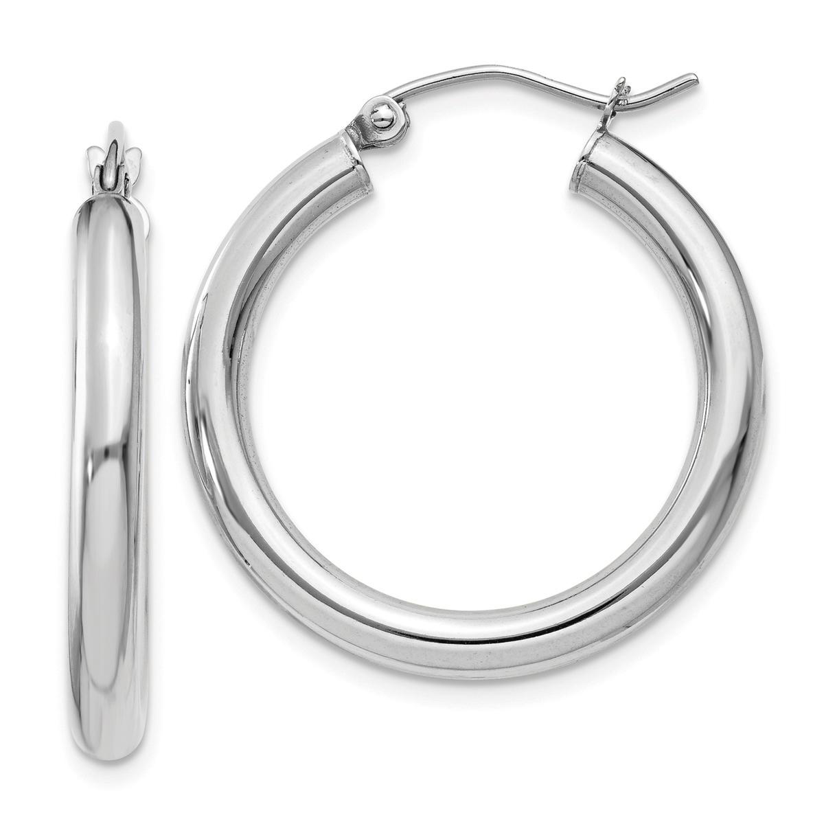 Gold Classics(tm) 14kt. White Gold 25mm Tube Hoop Earrings