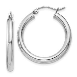 Gold Classics(tm) 14kt. White Gold 25mm Tube Hoop Earrings