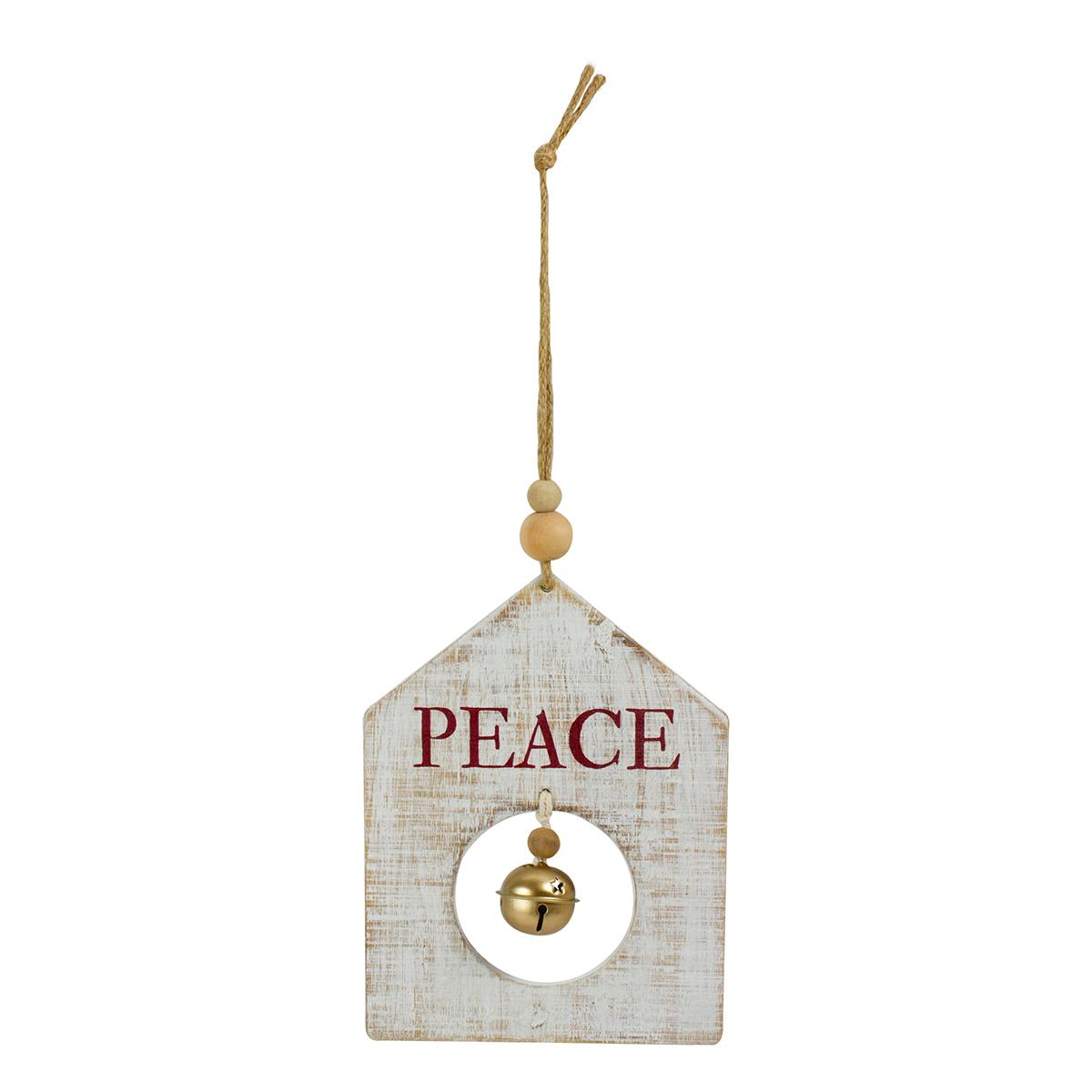 Northlight Seasonal White Wooden Peace Christmas Ornament