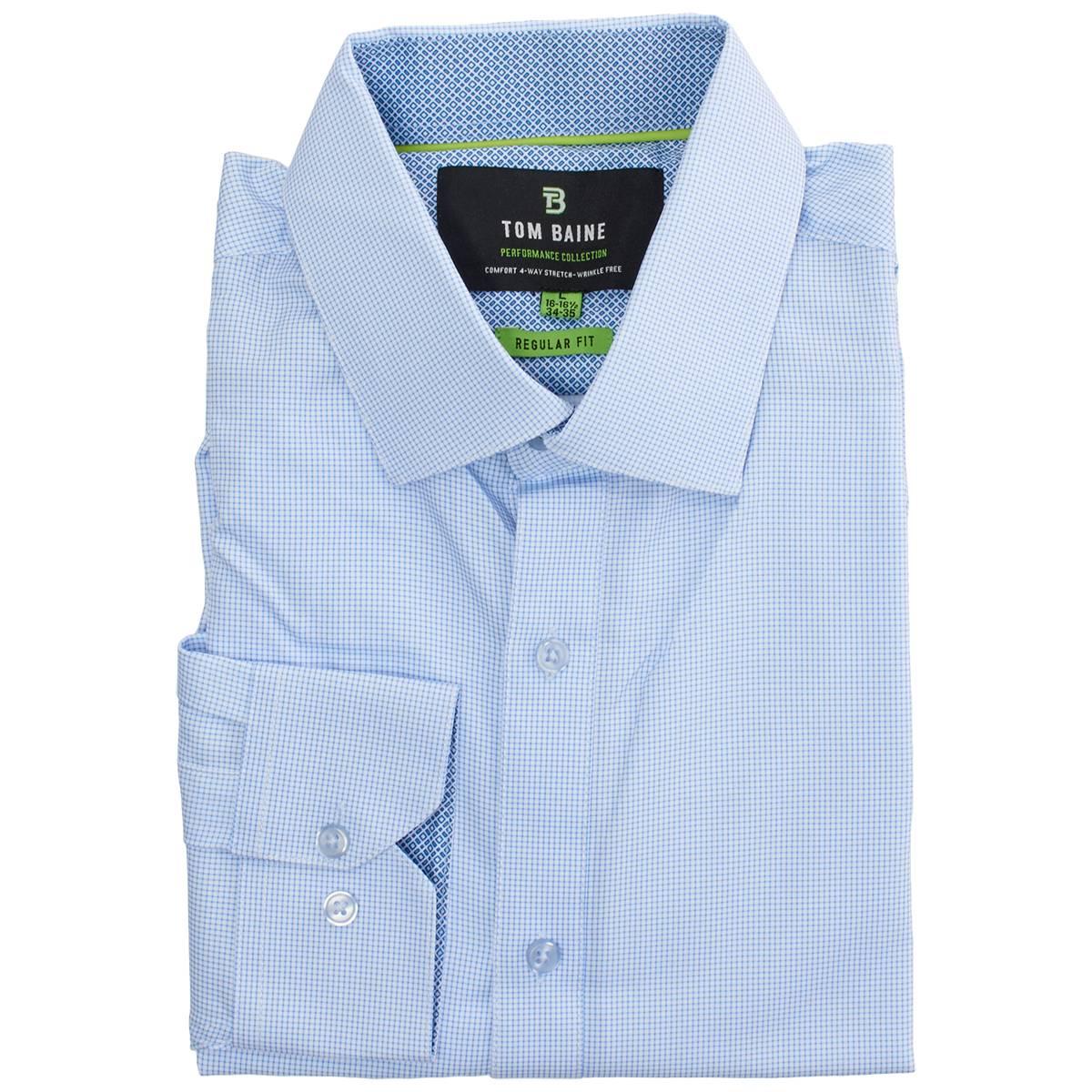 Mens Tom Baine Regular Fit Dress Shirt - Sky Blue Check
