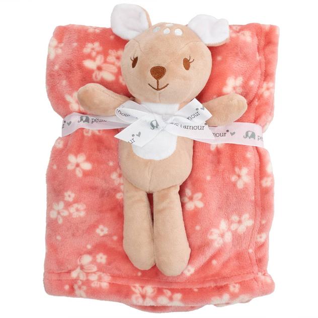 Petite L'Amour® Floral Blanket with Deer Plush