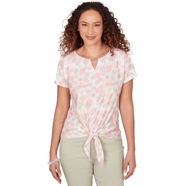 Womens Hearts of Palm Bloom Service Tie Front Blouse