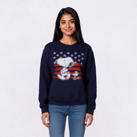 Juniors Peanuts(tm) Stars & Stripes Fleece Crew Neck Sweatshirt