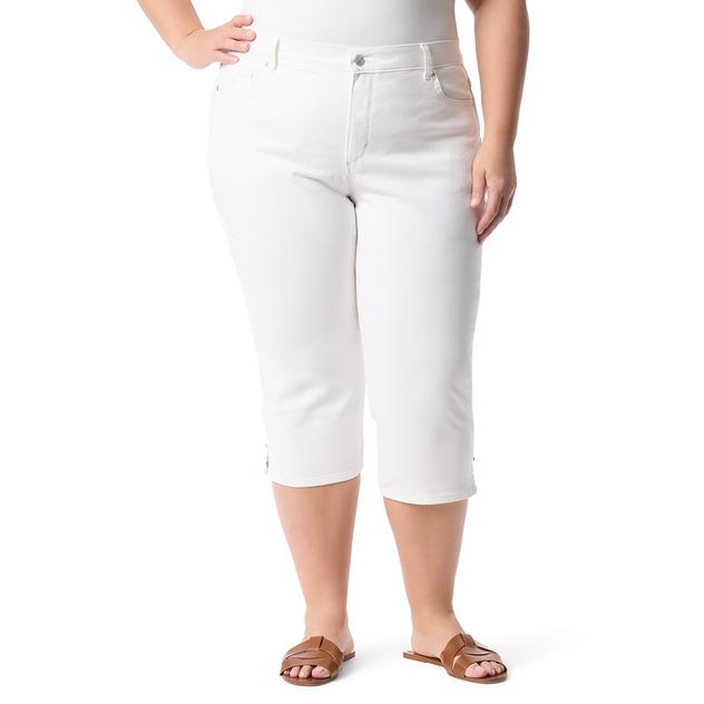 Plus Size Gloria Vanderbilt Solid Amanda Capri Pants with Slit