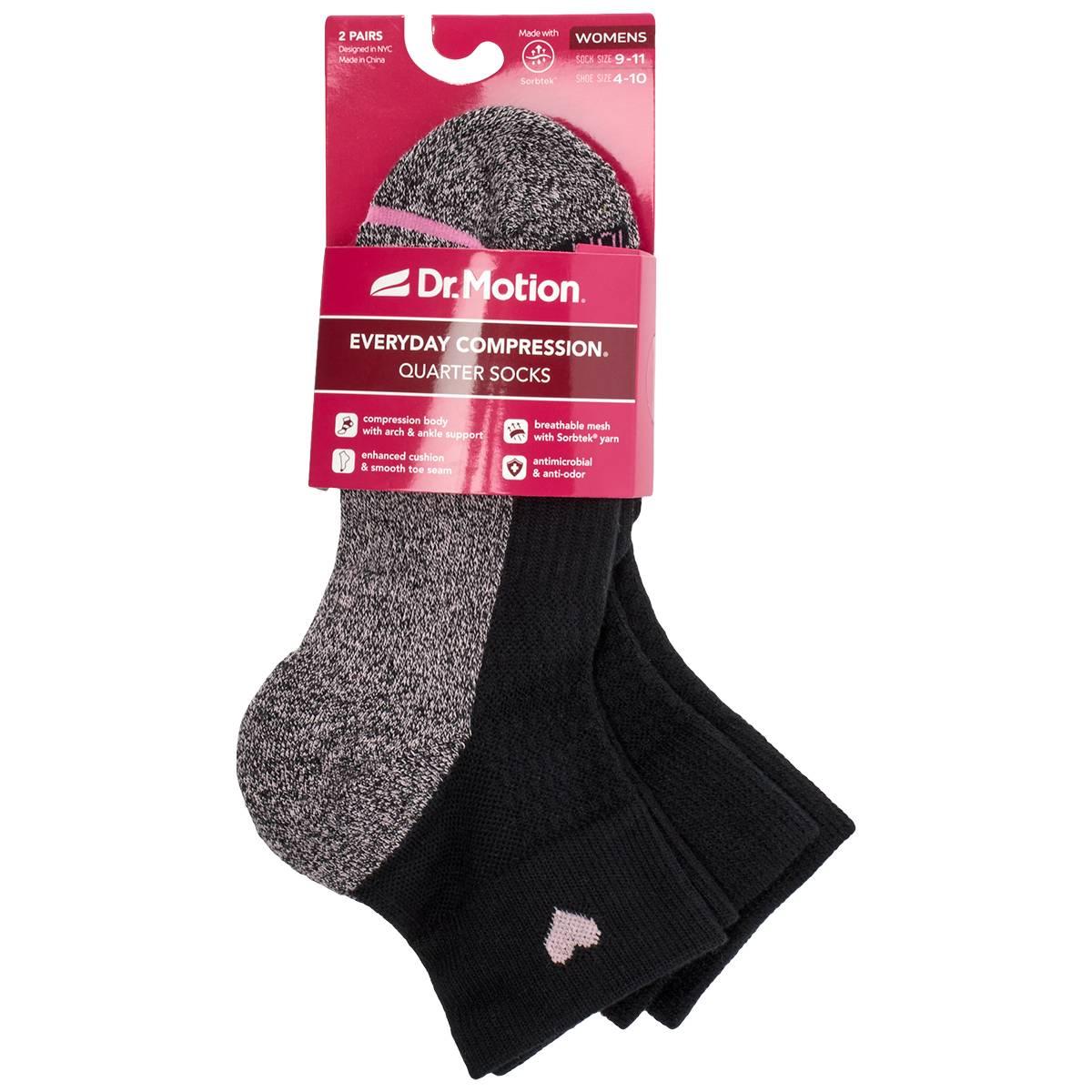 Womens Dr. Motion 2pk. Solid Heart Low Cut Socks