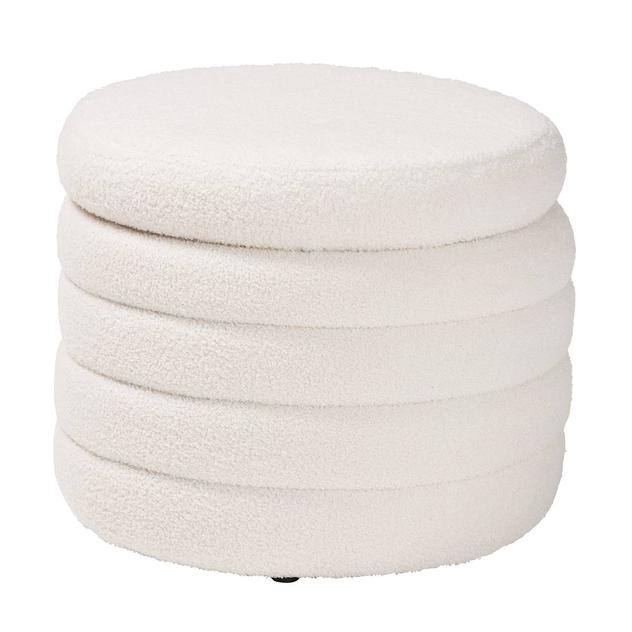 Baxton Studio Tabitha Ivory Boucle Upholstered Storage Ottoman