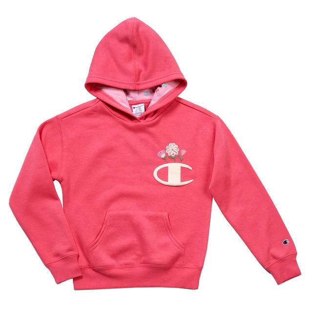 Girls (7-16) Champion® Solid Embossed Floral Emblem Hoodie