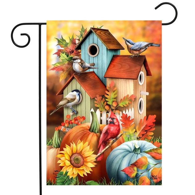 Briarwood Lane Fall Floral Birdhouse Garden Flag