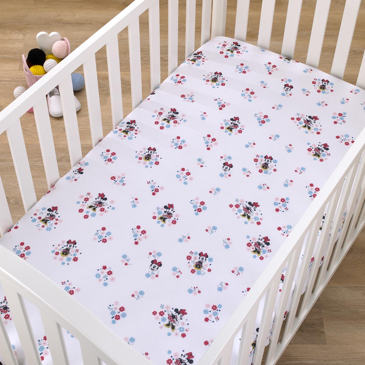 Disney Minnie Mouse Floral Mini Fitted Crib Sheet
