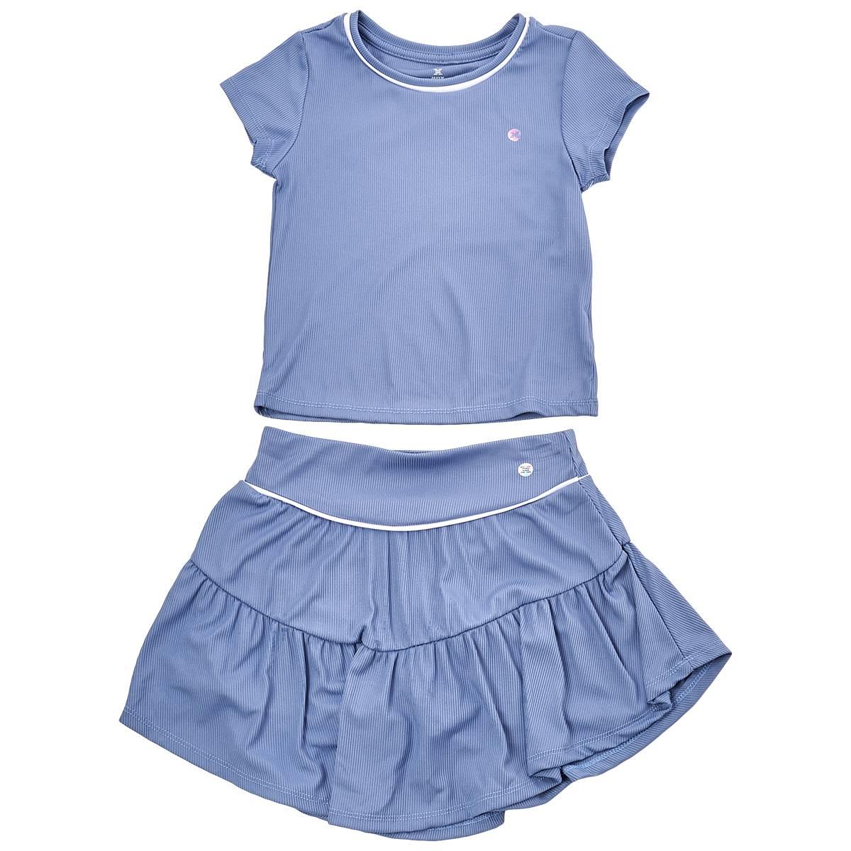 Girls (7-12) RBX Short Sleeve Ribbed Tee & Skort Set
