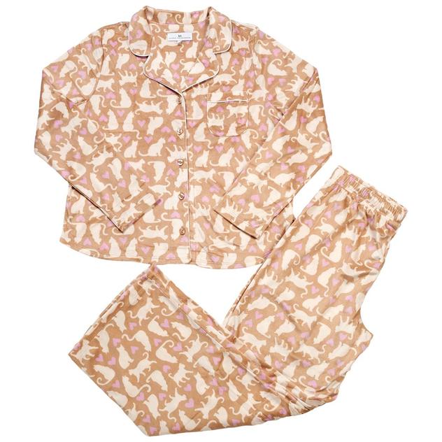 Womens Karen Neuburger Fleece Cats with Hearts Pajama Set