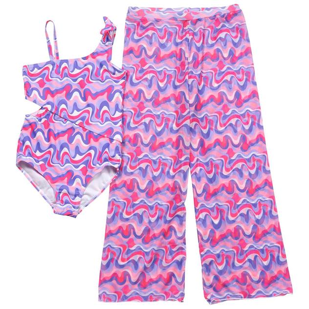 Girls (7-16) Kensie Girl Cut Out Marble One Piece Swimsuit & Pant