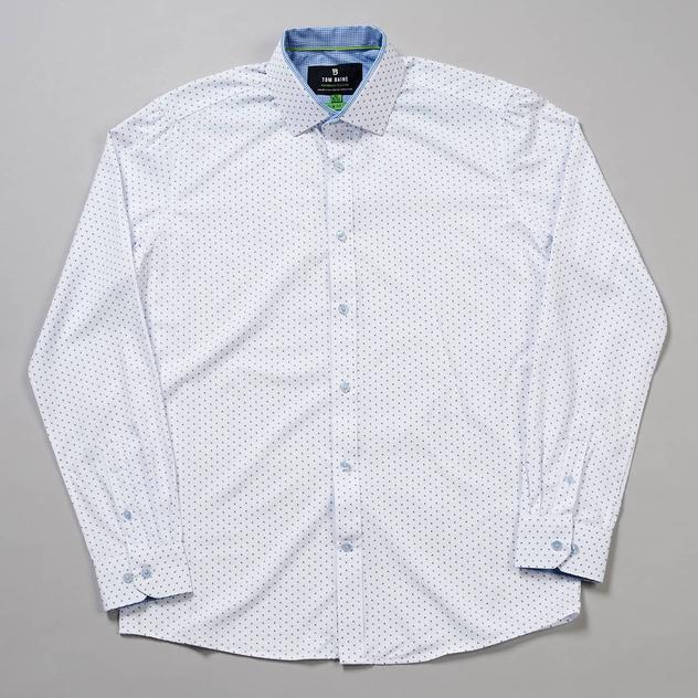 Mens Tom Baine Slim Fit Geometric Dress Shirt - White