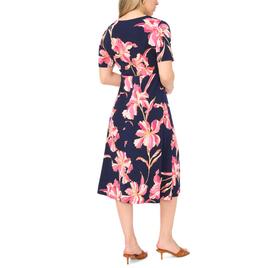 Petite MSK Elbow Sleeve V Neck Twist Front Midi Dress