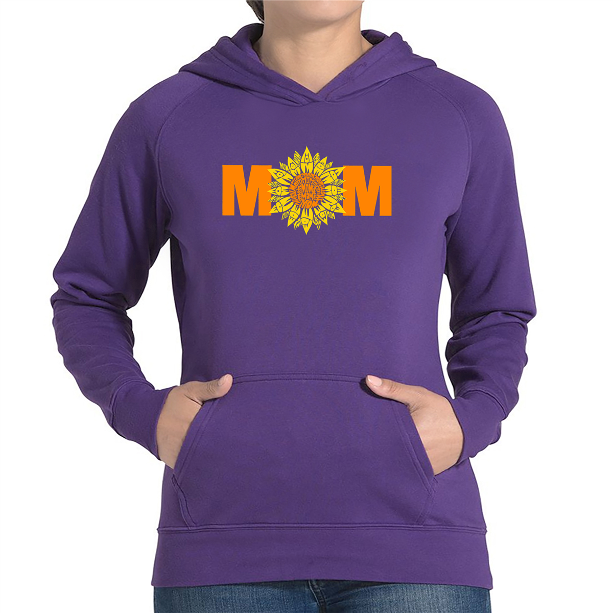 Womens LA Pop Art Mom Sunflower - Word Art Hooded Sweatshirt
