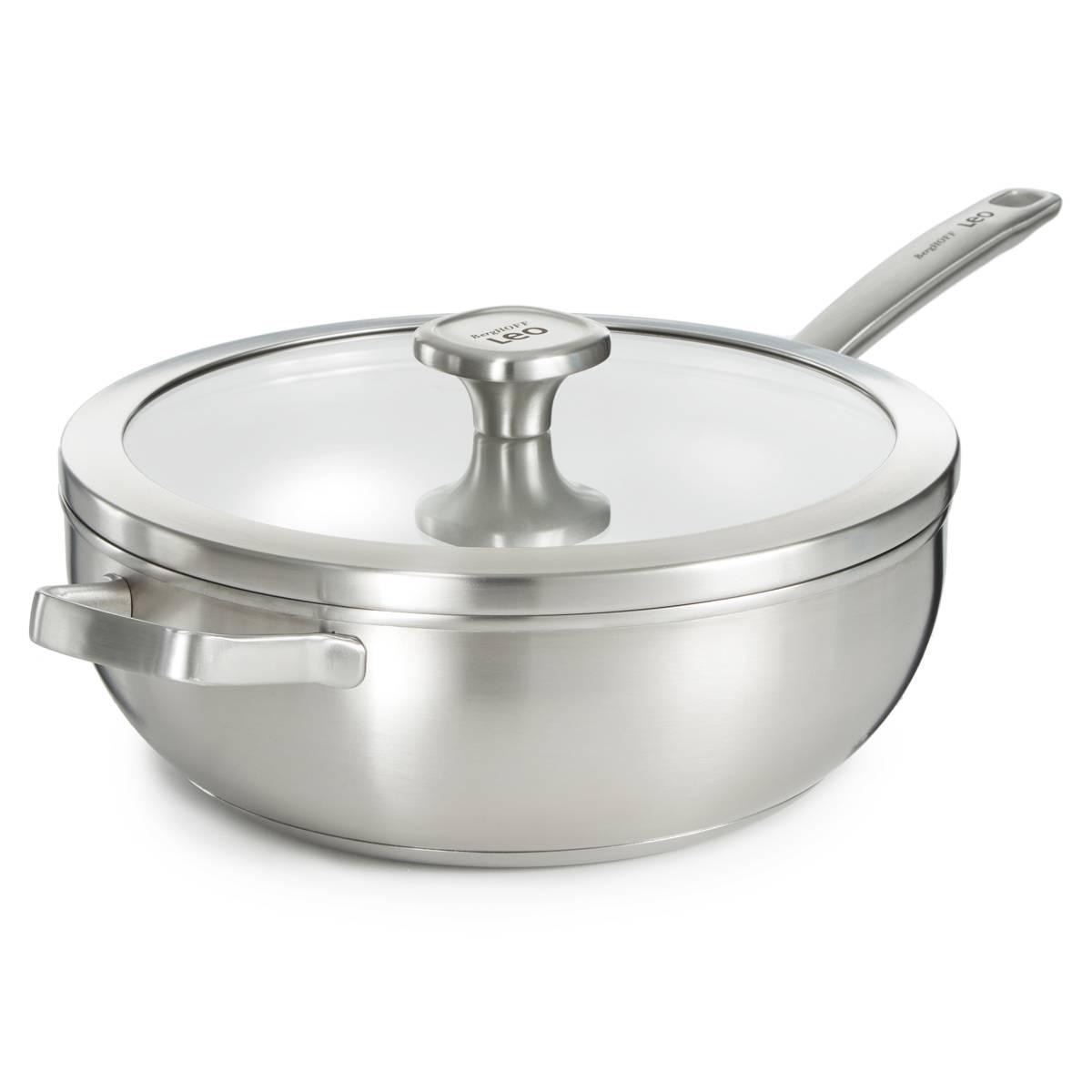 BergHOFF Graphite Stainless Steel 11in. Wok Pan w/ Glass Lid