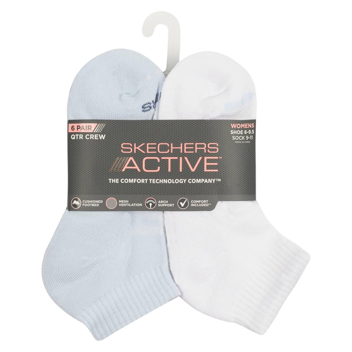Womens Skechers 6pk. 1/2 Terry Quarter Crew Socks