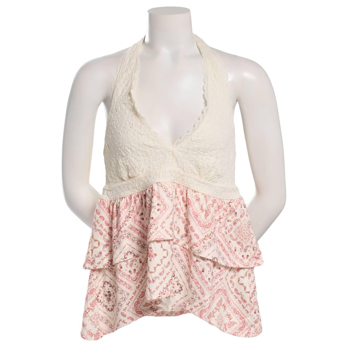 Juniors Madden Girl Lace Double Tier Hanky Halter Top