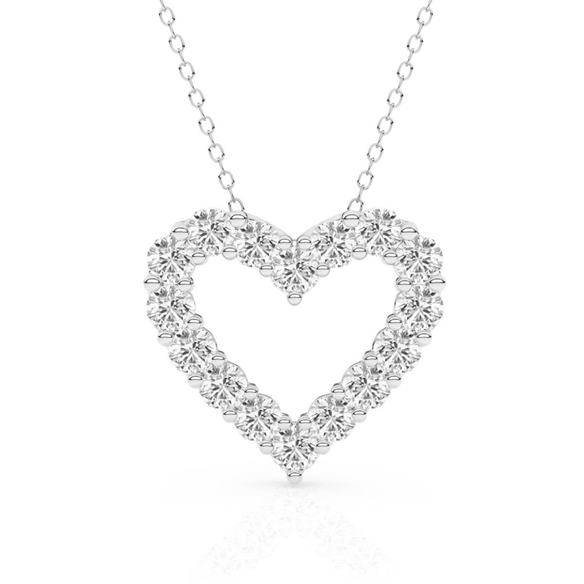 Nova Star(R) 14kt. White Gold 1ctw. Lab Grown Diamond Heart Pendant